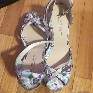 Blue and Purple Floral Wedges